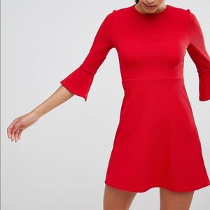Boohoo flute sleeve skater dress
